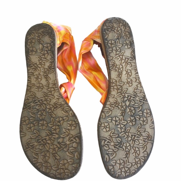 Carrini ❉ Scarf Print Thong Flat Sandals ❉ Orange Pink Tie Dye ❉ Size 9 - Picture 7 of 9